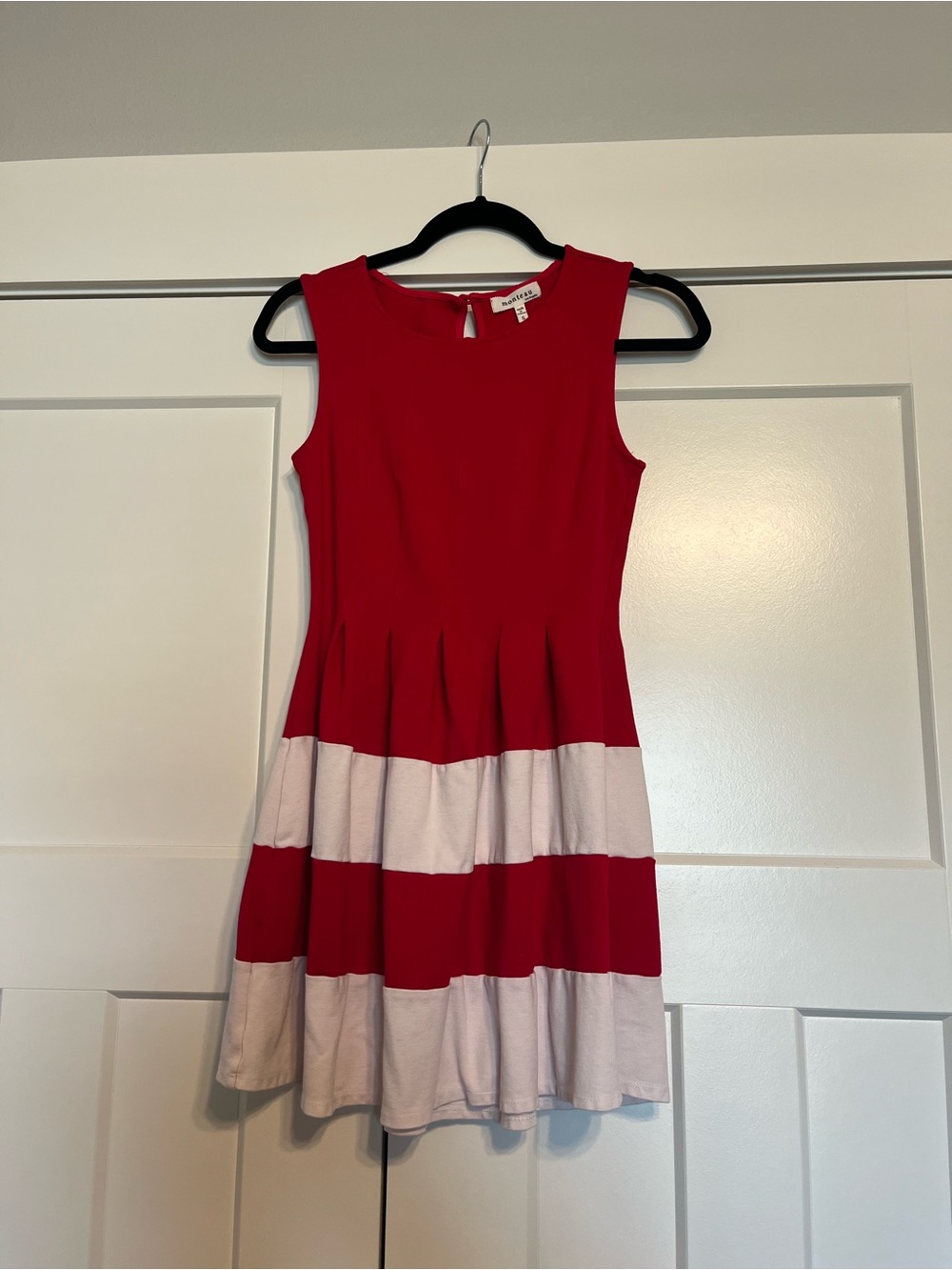 Monteau Red and White Striped Midi Dress